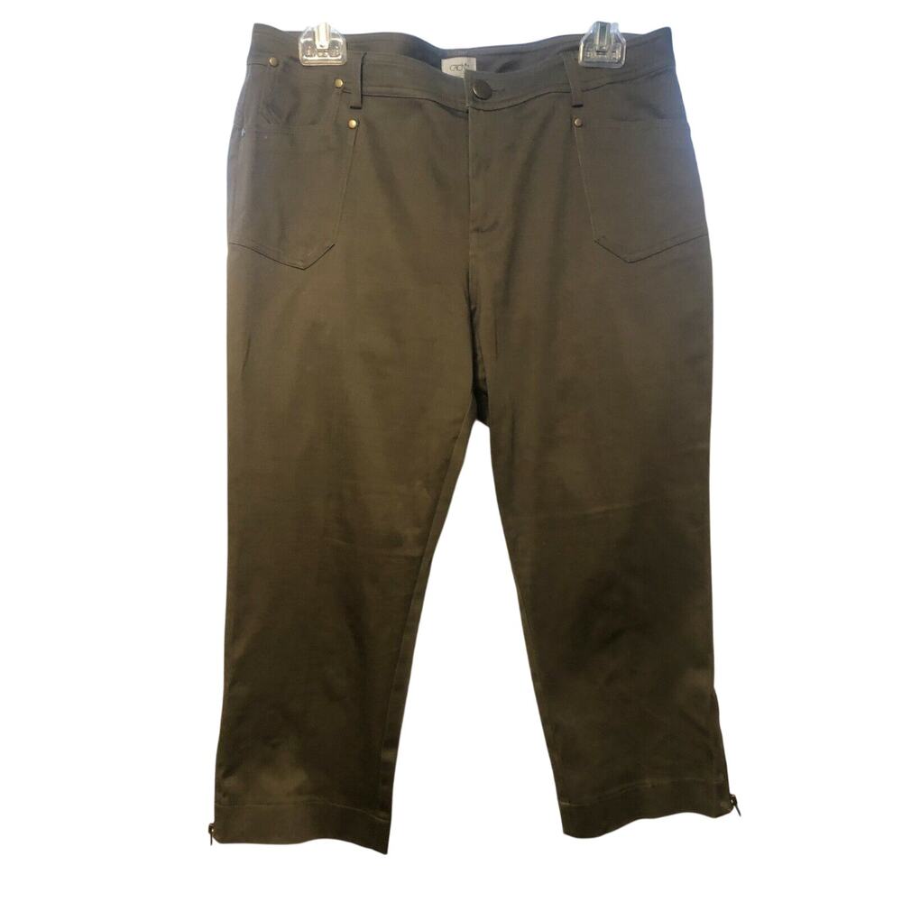 Cache Stretch Crop Pant Stretch Olive Green 5" Ankle Zipper 8/10/12
